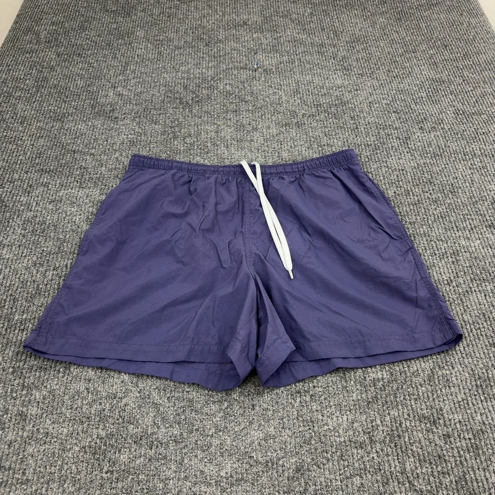 Lands End Swim Shorts Mens L Purple Nylon Elastic Waist Drawstring Casual Summer
